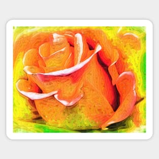 Orange Flame Rose Sticker